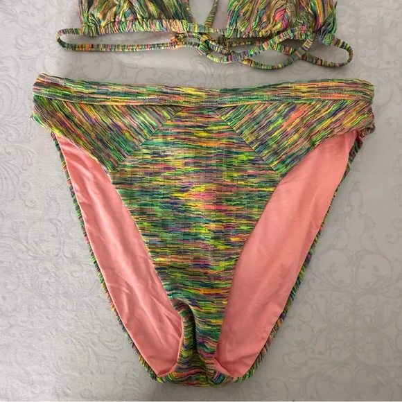 Isabella Rose Prismatic Triangle Bikini Top & Maui High Waist Swim Bottom Medium - Picture 8 of 13